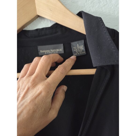 Banana Republic Black Semi Sheer Silk Blouse Sz Small. Y2K, Vampcore Lightweigt - Picture 6 of 7